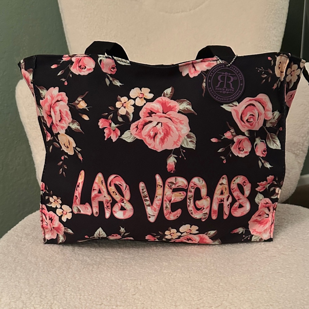 Robin Ruth Black and Pink Floral Las Vegas Tote